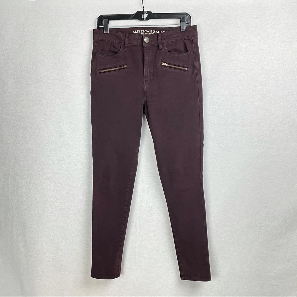 AE HI-RISE JEGGING SUPER STRETCH BURGUNDY Sz 10